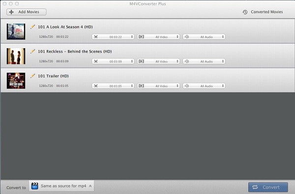 Add files to m4v video converter, remove iTunes DRM